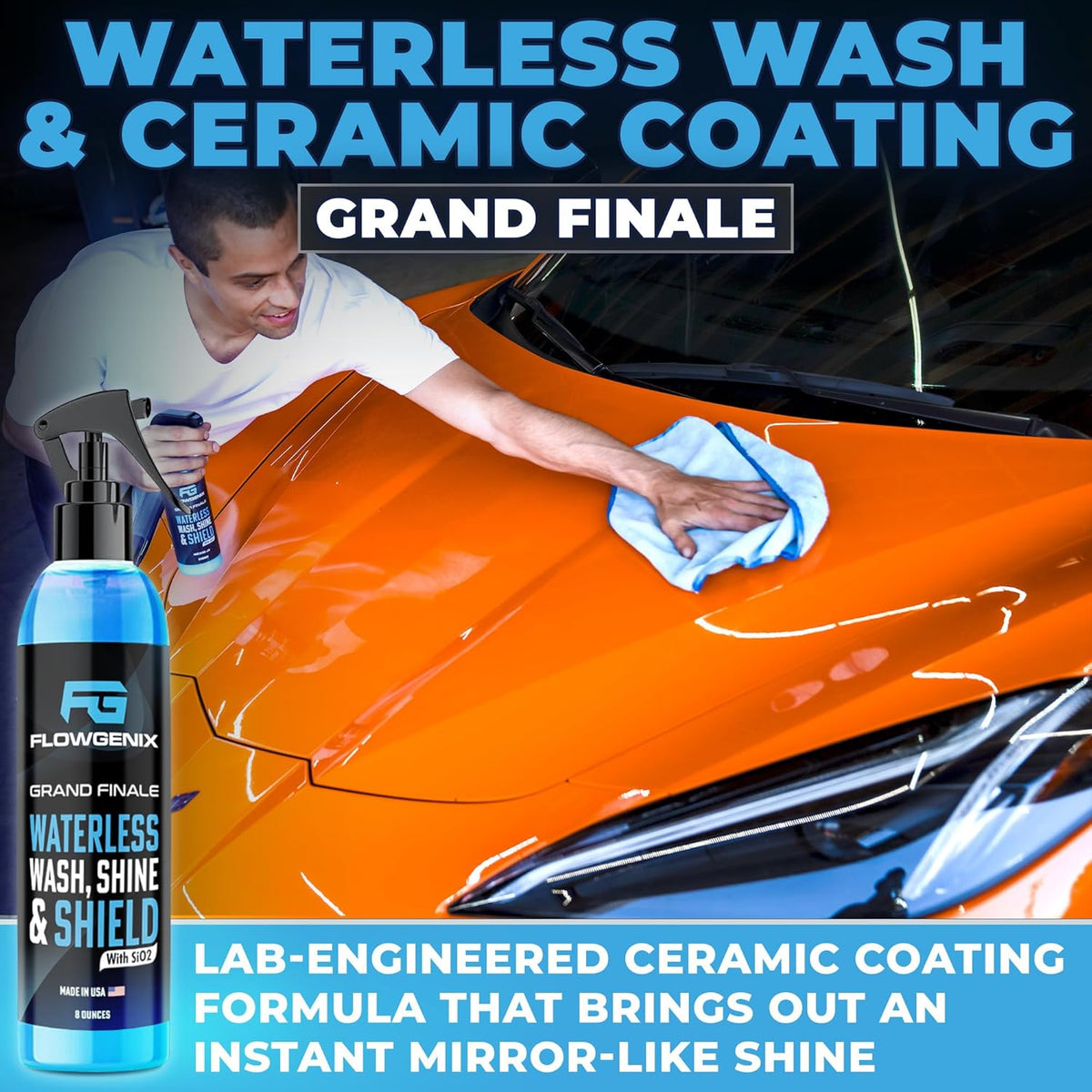 4-in-1 Car Care Kit With Waterless Wash, Scratch Remover, Glass Cleaner & All-Purpose Cleaner
